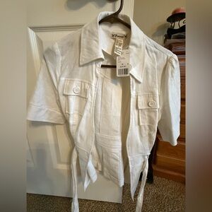 Forever 21 White Short Sleeve Button-Up Shirt